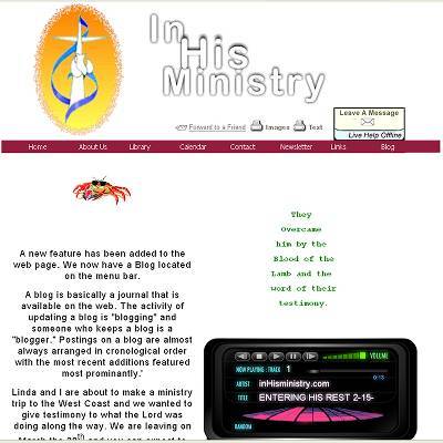 In His Ministry - Teaching God's Grace customer - business web site hosting services